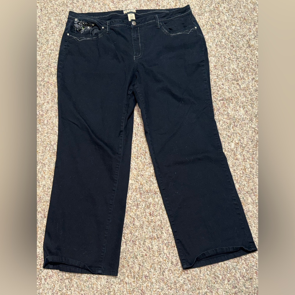 Women's plus size 24, 24W Earl Jeans Women's Black Jeans wide leg